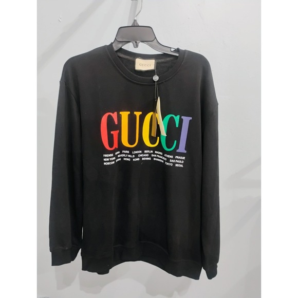 Gucci Rainbow Logo Pullover Hoodie Jacket International Cities XXL  Drawstring - Picture 1 of 3